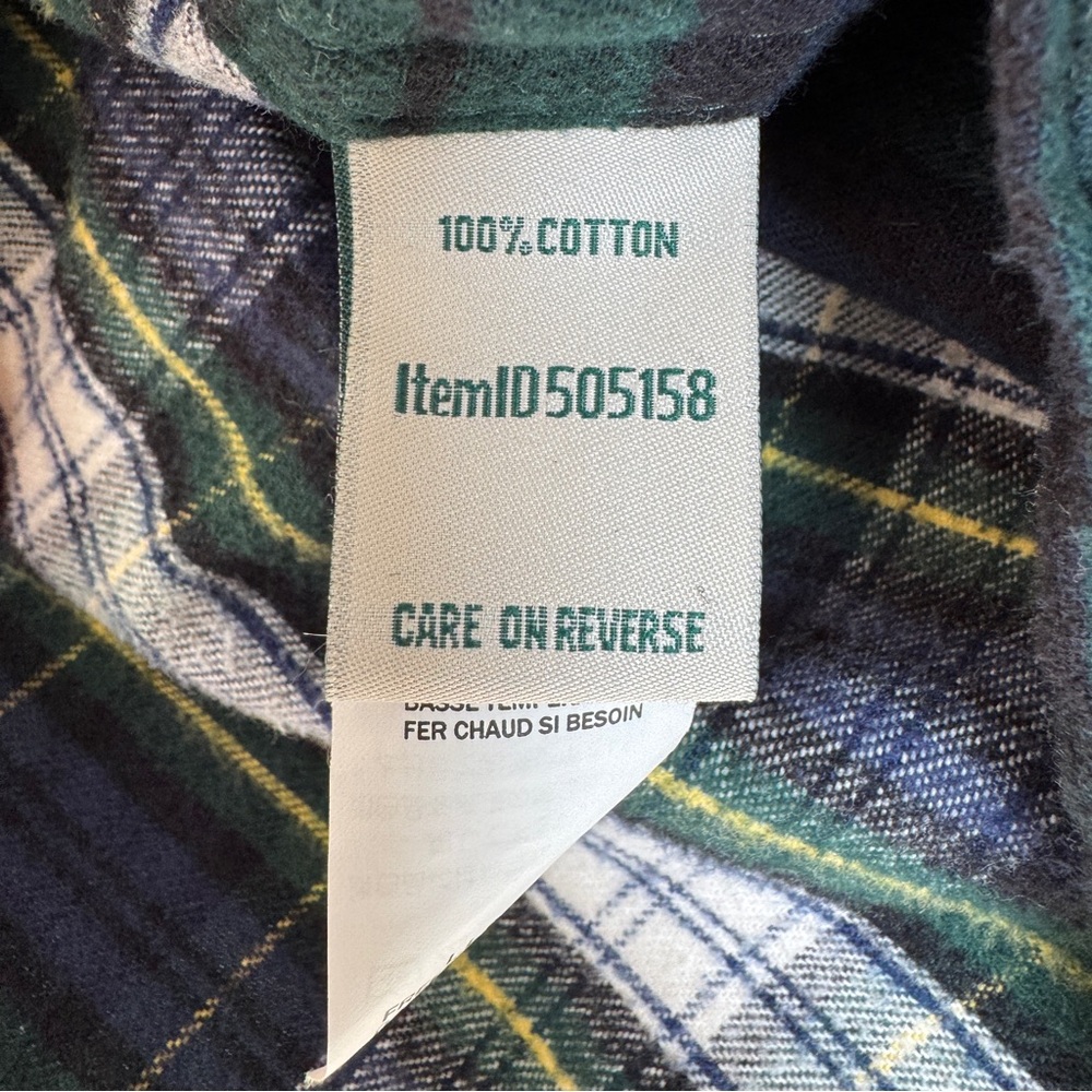 L.L.BEAN Women’s Scotch Plaid Flannel Colorblock Button Down Shirt, Size XL EUC! - Picture 8 of 10